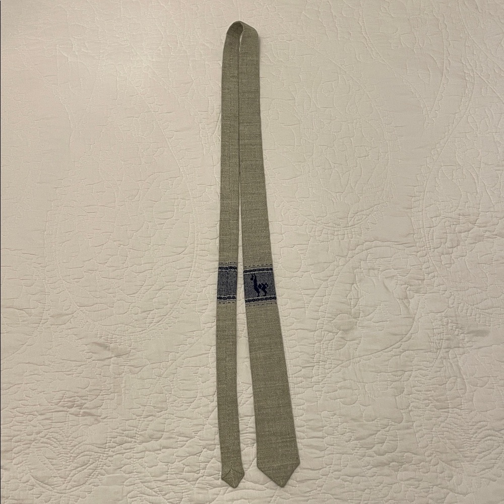 Llama Tie - Gray and Blue Patterned artisan made in Peru